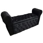 Baul HVM Capitone Negro Felpa