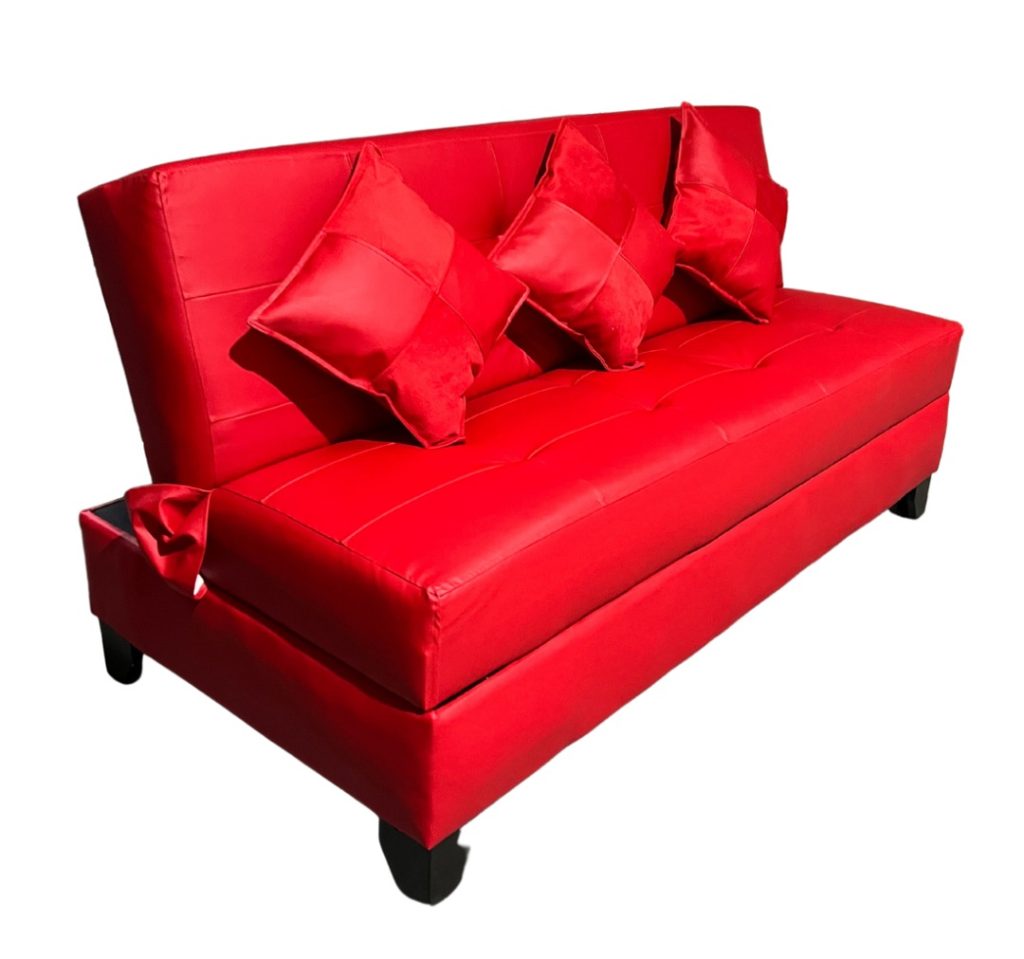 Futon baul Rojo Cuero PU