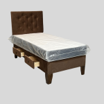 Cama HVM 1plaza con cajon Cafe Felpa