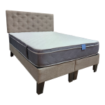 Cama Premium Tanon 2P Respaldo Botone Gris Lino
