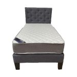 Cama HVM 1 plaza Gris Grafito Lino