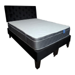 Cama Premium Tanon 2P + Respaldo Botone Negro Felpa