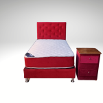 Cama HVM 1.5P Roja + Velador + Respaldo