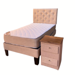 Cama HVM 1.5P Beige + Velador + Respaldo