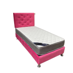 Cama HVM 1.5P Fucsia +Velador + Respaldo