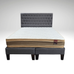 Cama HVM King Respaldo Gris Felpa