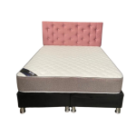 Cama HVM 2P Respaldo Palo Rosa Boton Diamante