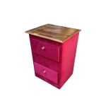 Velador HVM 2 cajones Rojo Felpa
