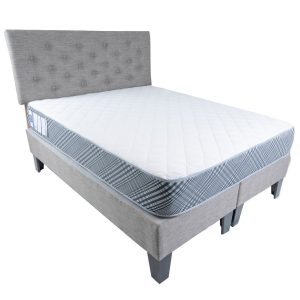 Cama HVM Full Respaldo Lino Gris