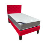 Cama HVM 1.5P Roja Felpa + Respaldo
