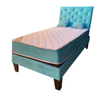 Cama HVM 1.5 Calipso Felpa + Respaldo Botone