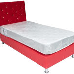 Cama HVM 1.5P+ Respaldo Rojo Boton Diamante