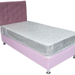 Cama HVM 1.5P Palo Rosa Boton Diamante
