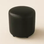 Puff HVM Redondo negro cuero pu