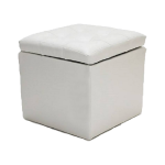 Puff  Baul HVM Blanco Cuero PU